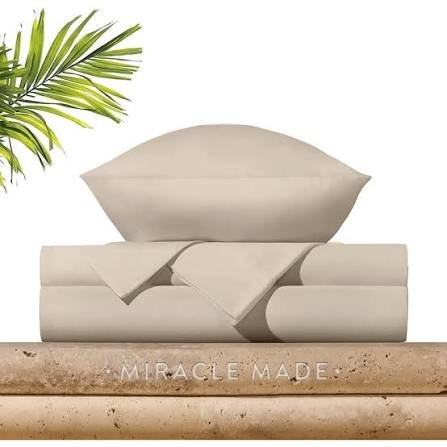 Beige Miracle Made sheet set displayed on stone surface